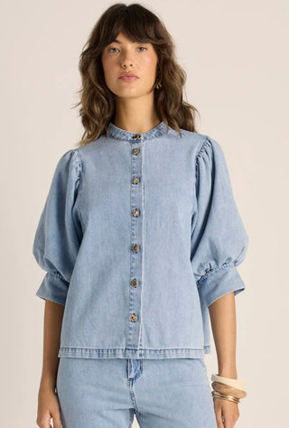 Lila Denim Balloon shirt