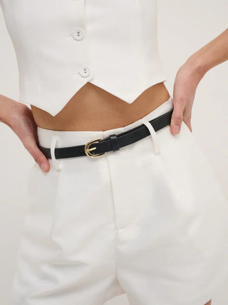 Lomance Skinny Belt - Black/Gold