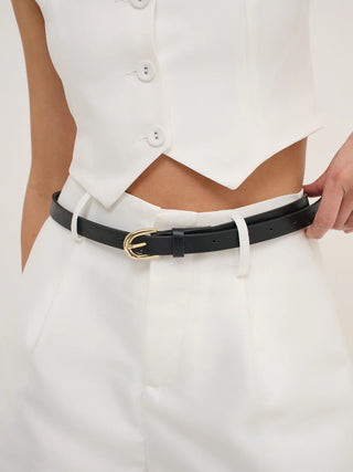 Lomance Skinny Belt - Black/Gold