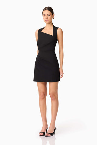 Alina Asymmetrical Mini Dress - Black