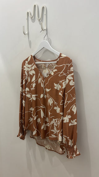 Penny V-neck Blouse - Brown