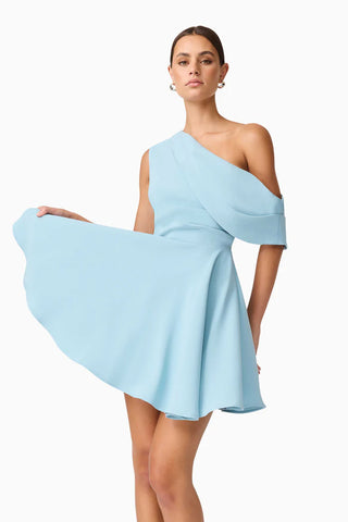 Elinor One Shoulder Mini Dress - Blue