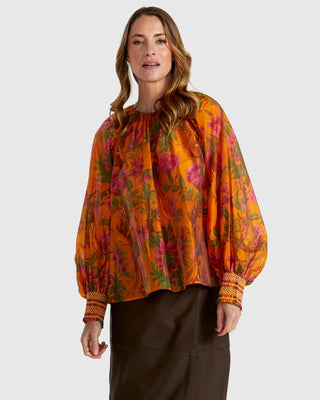 Panama Top - Orange Floral