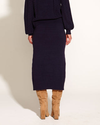 TREASURE MIDI KNIT SKIRT - NAVY