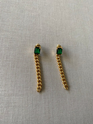 OLIVIA GEMSTONE DROP EARRING - EMERALD