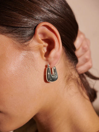 Square Silver Earring