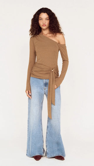Noa Assym Mesh Top - Coffee