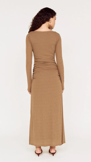 Noa Mesh Midi Dress - Coffee