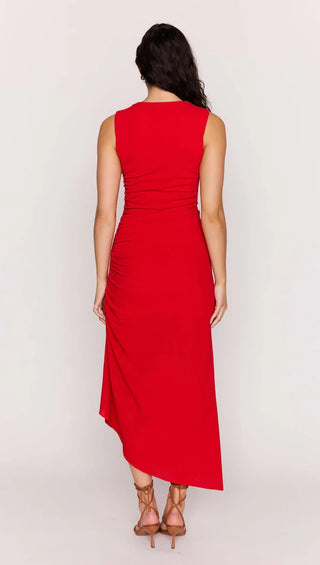 Rosa Drawstring Midi Dress - Red