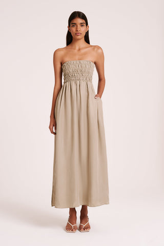 ZURI CUPRO MAXI DRESS - OLIVE