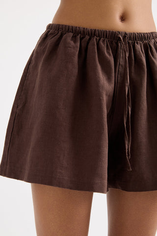 Desi Linen Short - Espresso