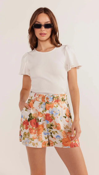 Odette Flutter Sleeve Tee - Ivory