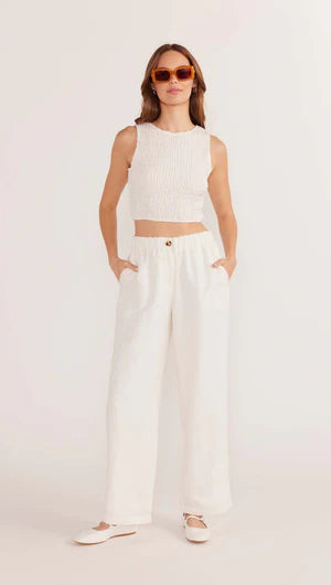 Nerida Shirred Tank Top - Ivory