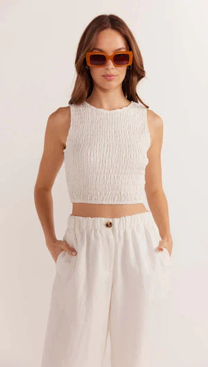 Nerida Shirred Tank Top - Ivory