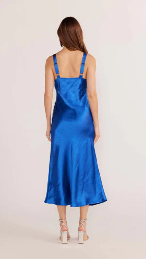 Aoki Bias Slip Midi Dress - Sapphire Blue