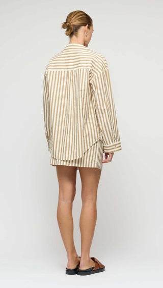 Zahara Oversize Shirt - Tan Stripe