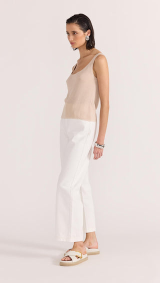 Anna sheer knit tank- Beige