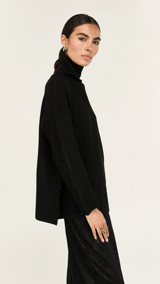 Sabine Roll Neck Jumper - Black