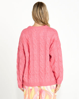 FELICITY CABLE KNIT TOP - ROSE PINK