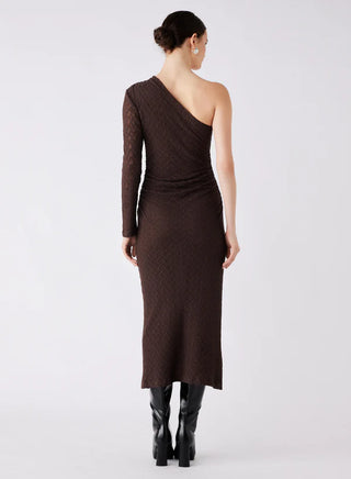 Exile One Shoulder Midi Dress - Carob