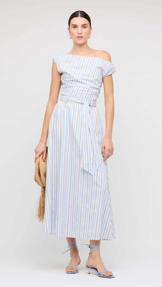 Marcella Maxi Skirt - Blue/Brown Stripe