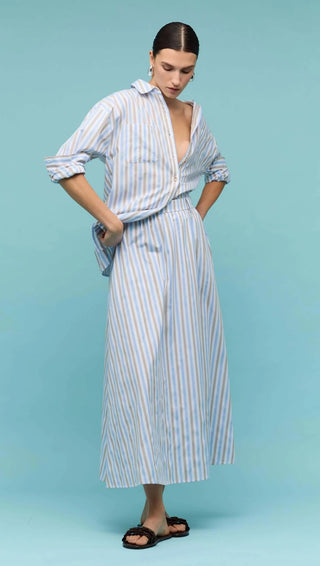 Marcella Oversize Shirt - Blue/Brown Stripe