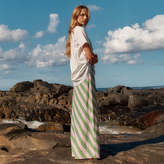 Brooke Bias Skirt -Green/Pink Stripe
