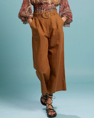 EXHALE BELTED WIDE LEG PANT - MOCHA