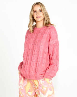 FELICITY CABLE KNIT TOP - ROSE PINK