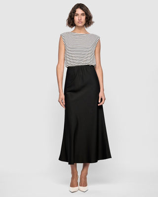 Alessia Combo Dress - Blk/Wht Stripe