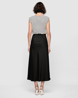 Alessia Combo Dress - Blk/Wht Stripe