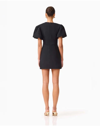 Olenna Puff Sleeve Mini Dress - Black