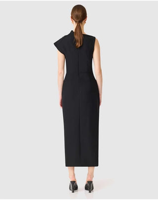 Chantal Asym Midi Dress - Black
