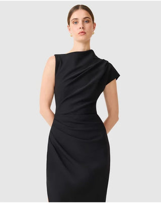 Chantal Asym Midi Dress - Black