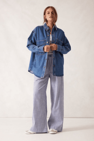 Bobbie Side Pocket Denim Shacket/Indigo