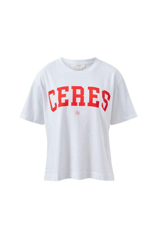 Stevie Slouchy Tee - White/Chili Red