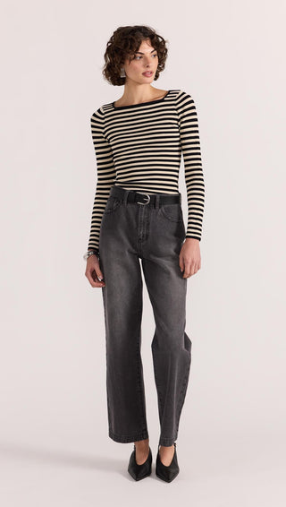 Lana stripe knit- black/cream