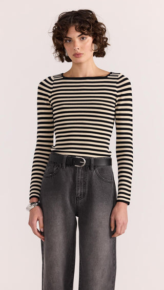 Lana stripe knit- black/cream