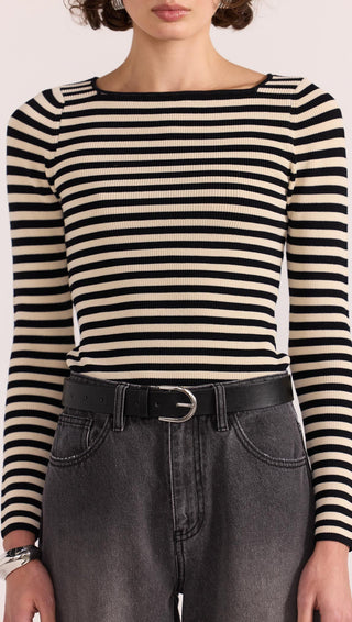 Lana stripe knit- black/cream