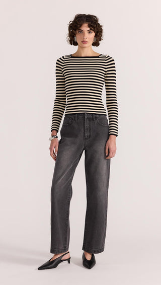 Lana stripe knit- black/cream