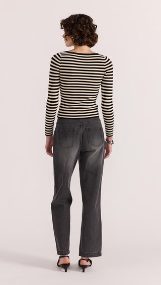 Lana stripe knit- black/cream