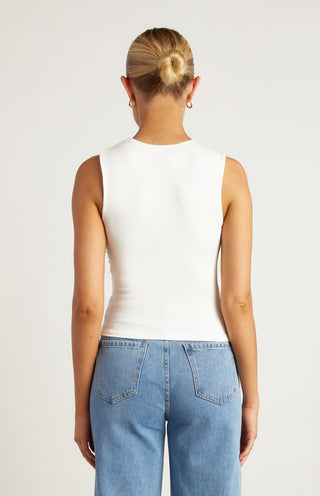 Nala Ruched Detail Sleeveless Top - White