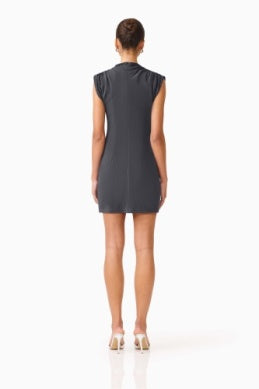 Marisol High Neck Mini Dress - Charcoal